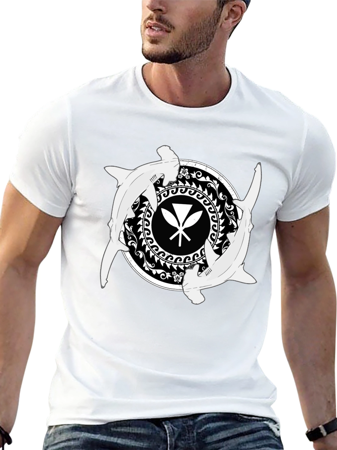 Shark & Paddle T-Shirt - Black Graphic Tee