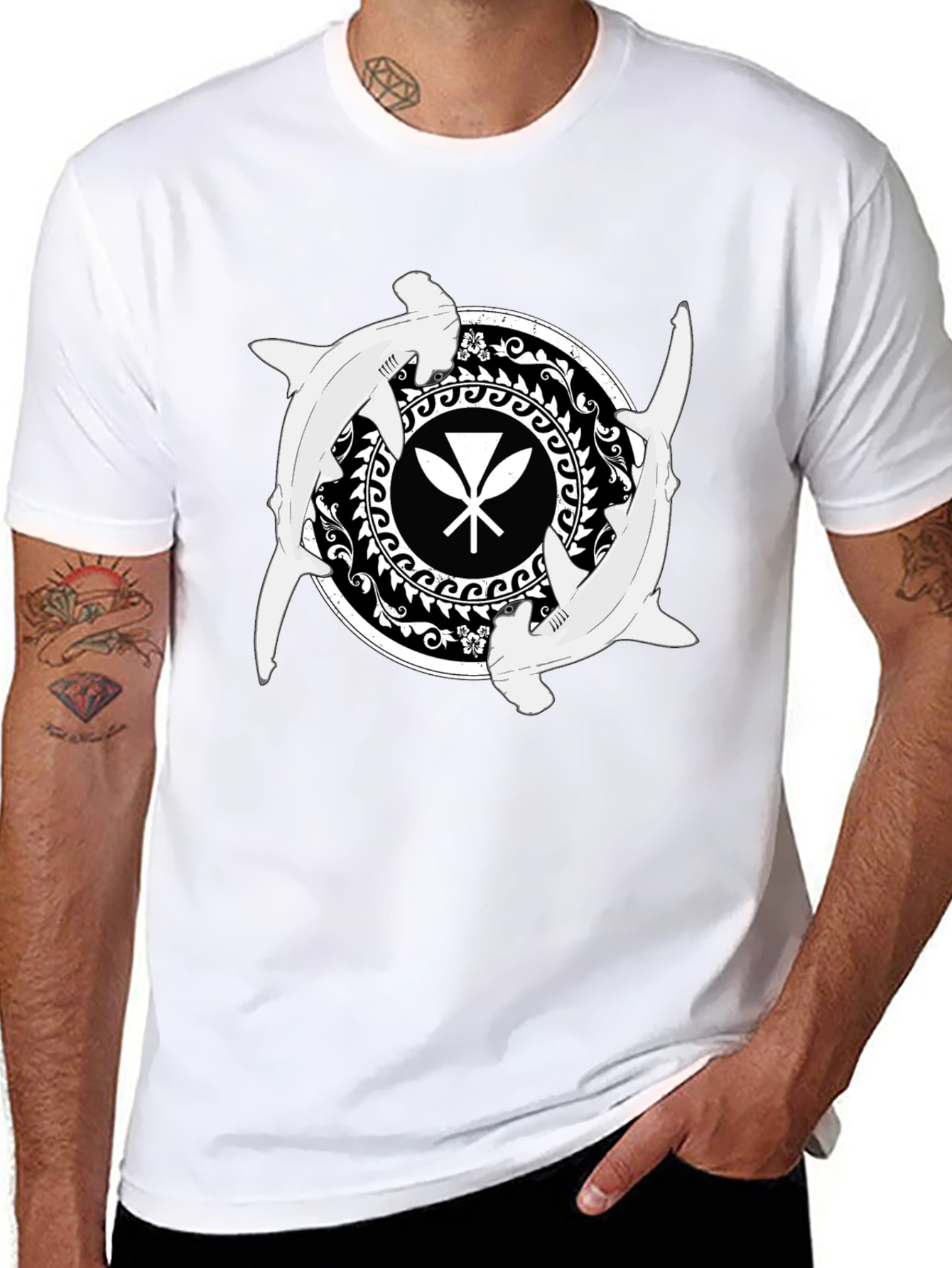 Shark & Paddle T-Shirt - Black Graphic Tee