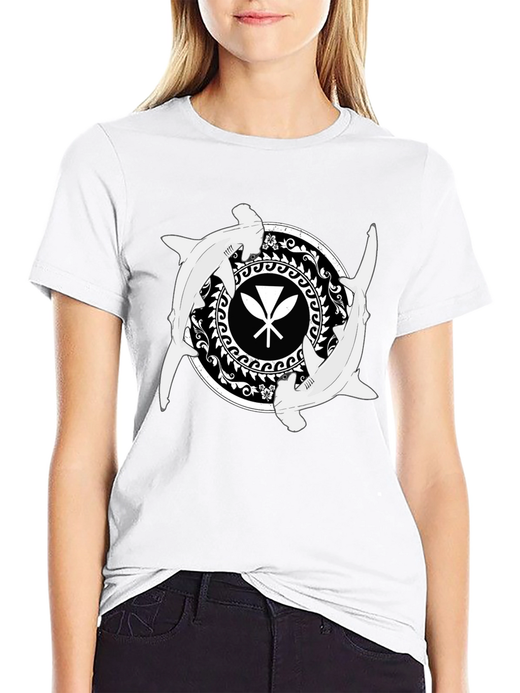 Shark & Paddle T-Shirt - Black Graphic Tee