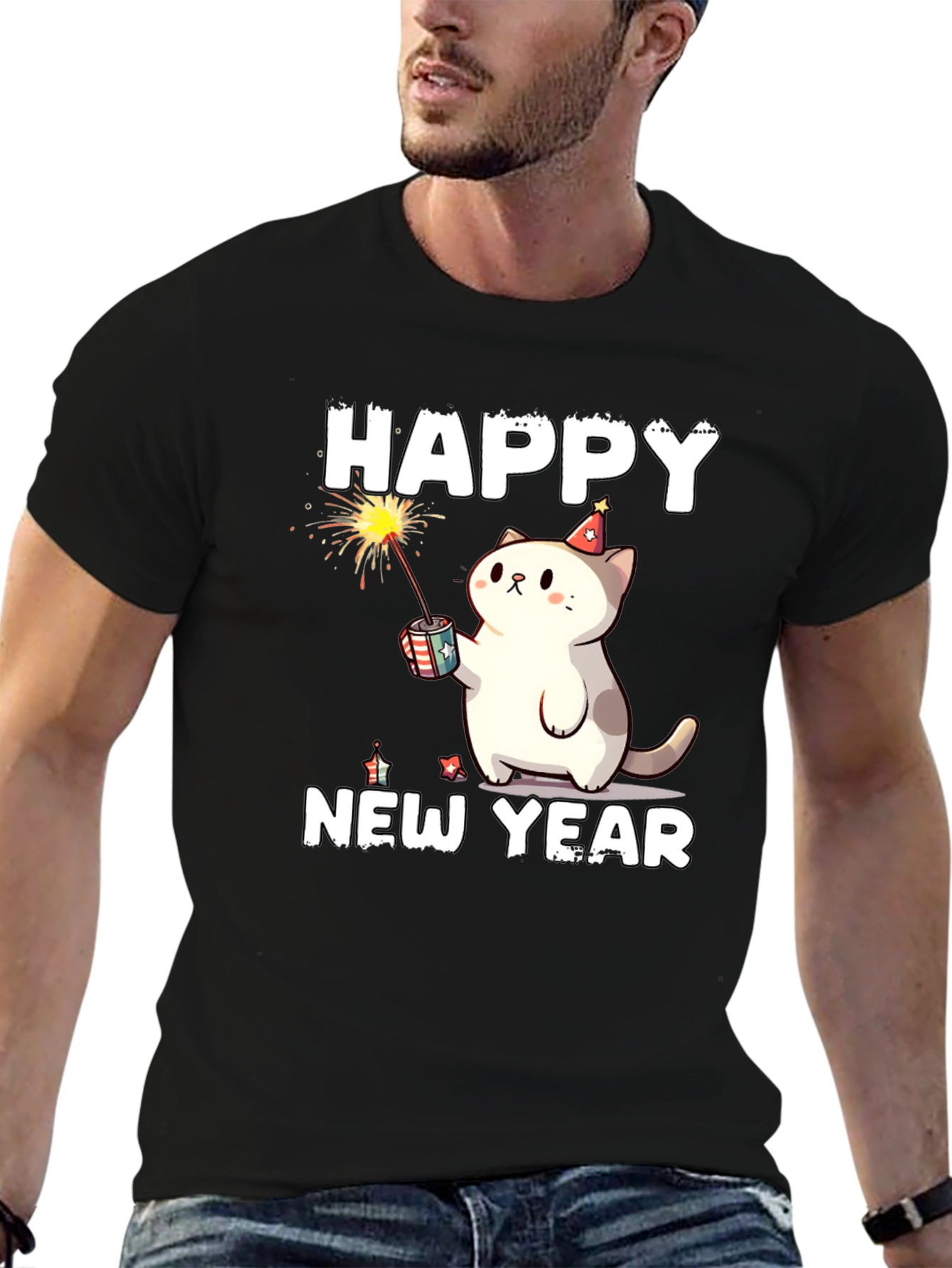 Happy New Year Cat T-Shirt