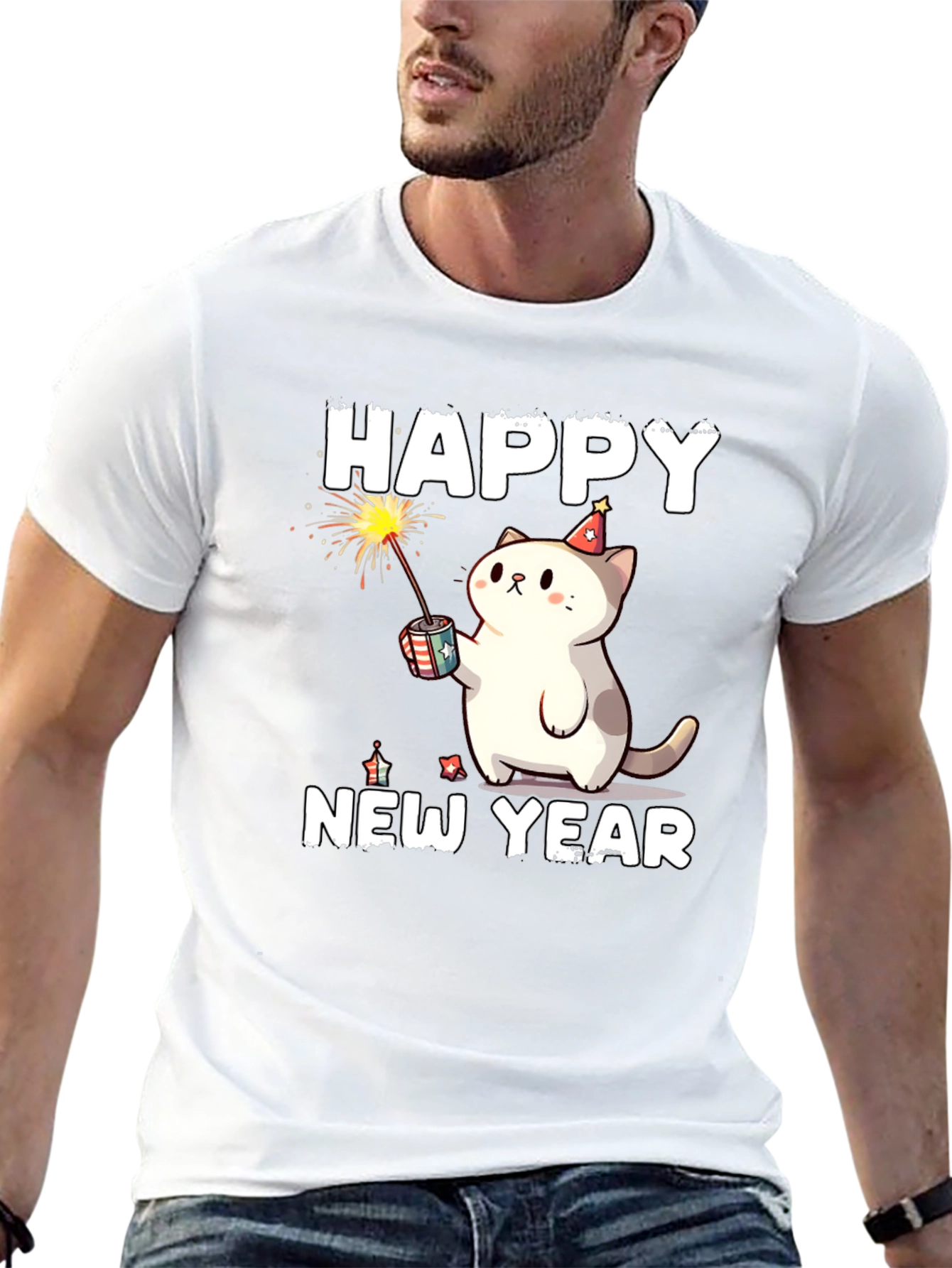 Happy New Year Cat T-Shirt