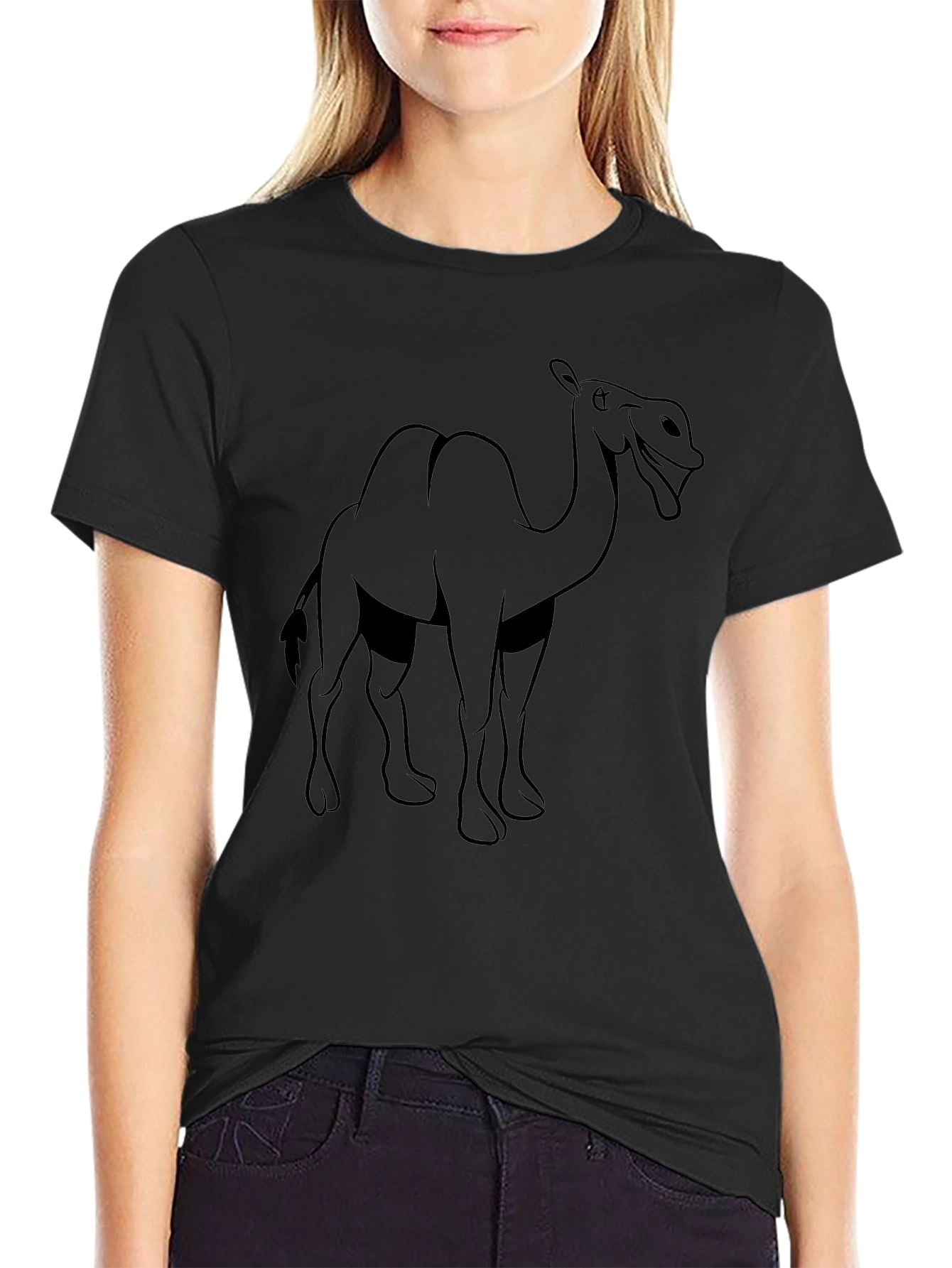 Camel Graphic T-Shirt - Black Cotton Tee