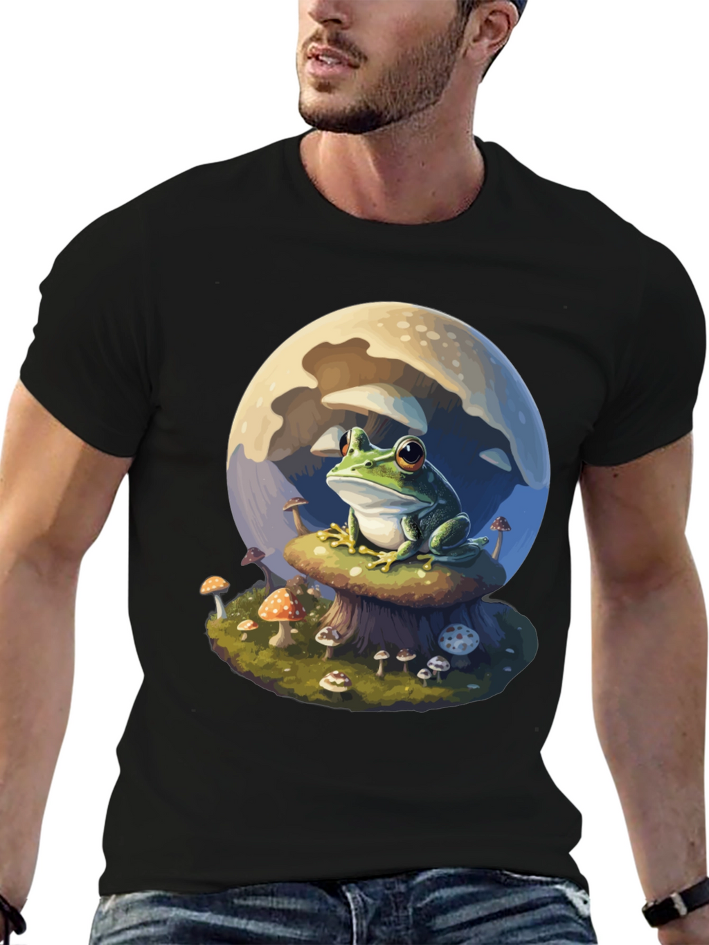 Frog on Mushroom T-Shirt - Whimsical Design