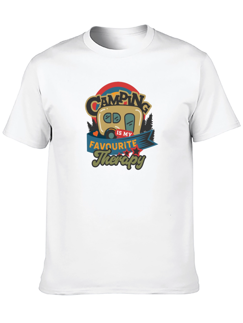 Camping is My Therapy Black Graphic T-Shirt