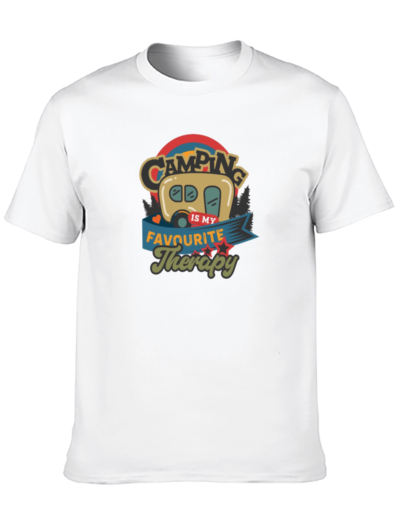 Camping is My Therapy Black Graphic T-Shirt