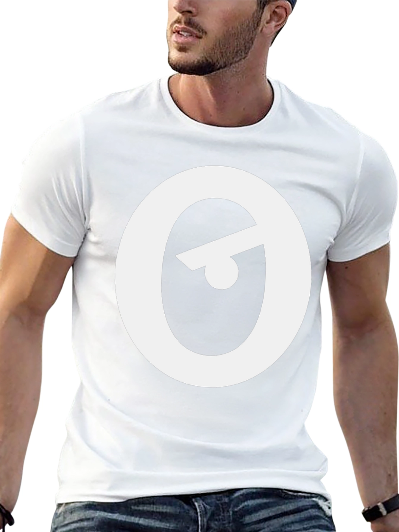 Modern Black T-Shirt with Abstract Eye Logo