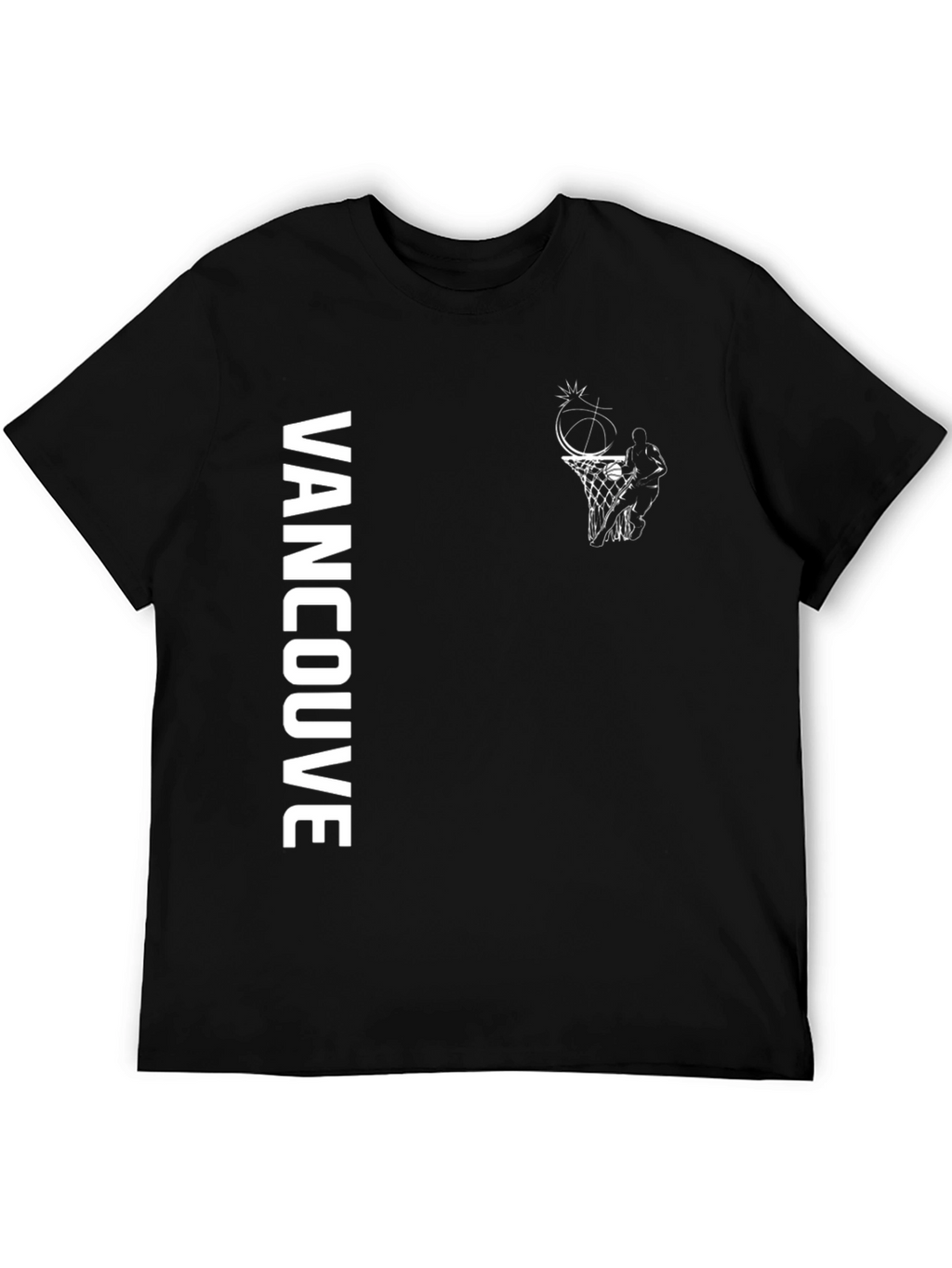 Vancouver Basketball Graphic T-Shirt - Black Cotton Tee