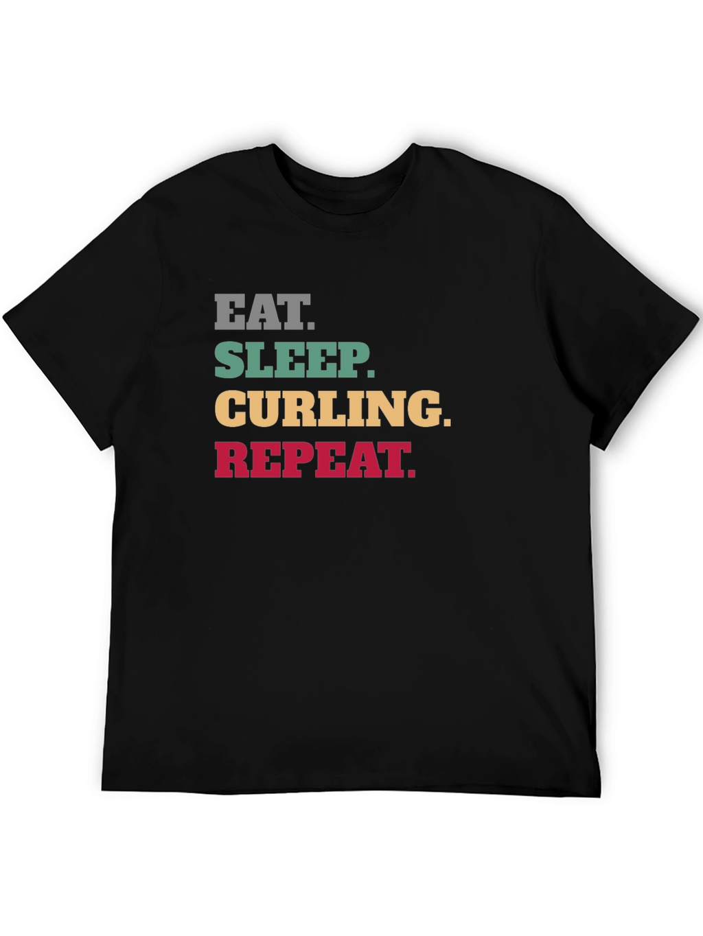 Eat Sleep Curling Repeat Black T-Shirt