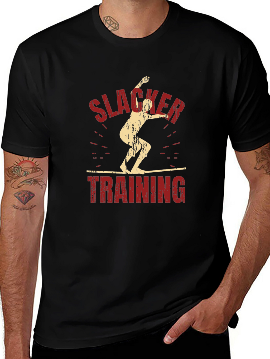Slacker Training Graphic Tee - Black Cotton T-Shirt