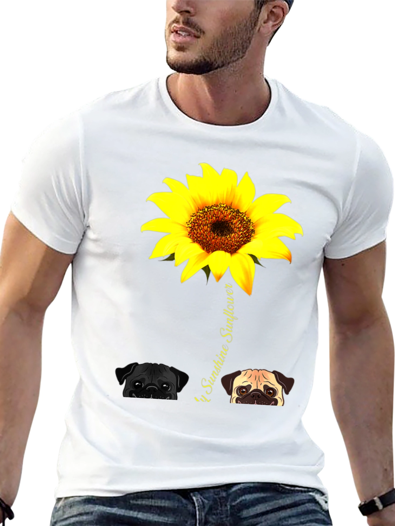 Pug Sunflower Graphic Tee - You Are My Sunshine