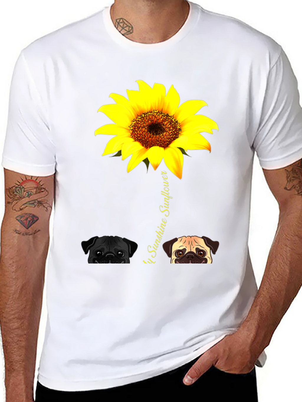 Pug Sunflower Graphic Tee - You Are My Sunshine