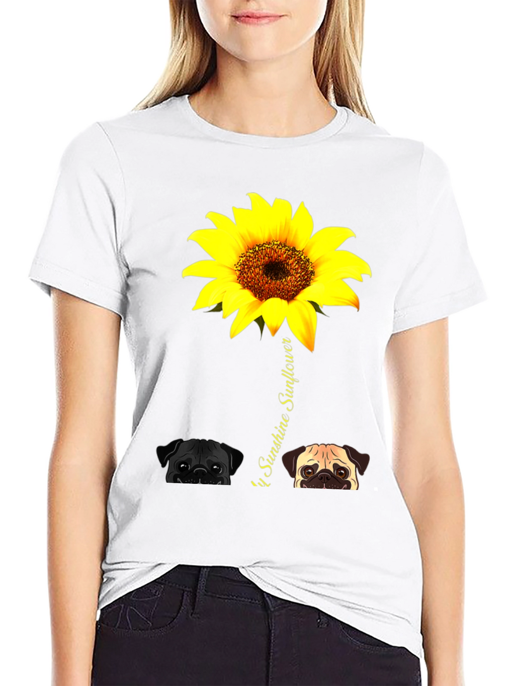 Pug Sunflower Graphic Tee - You Are My Sunshine