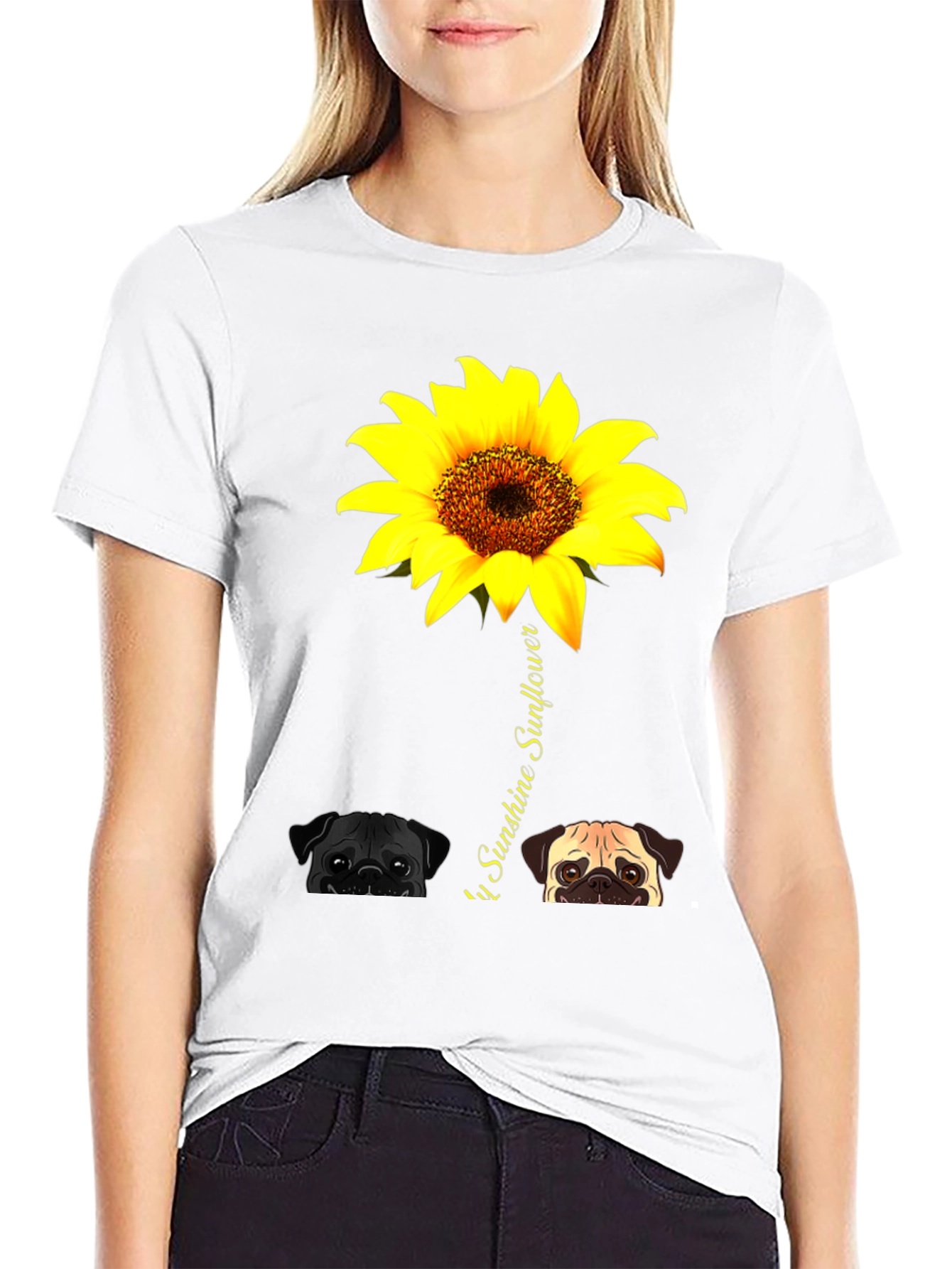 Pug Sunflower Graphic Tee - You Are My Sunshine