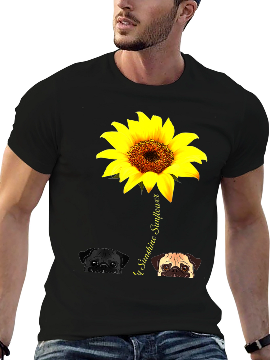 Pug Sunflower Graphic Tee - You Are My Sunshine