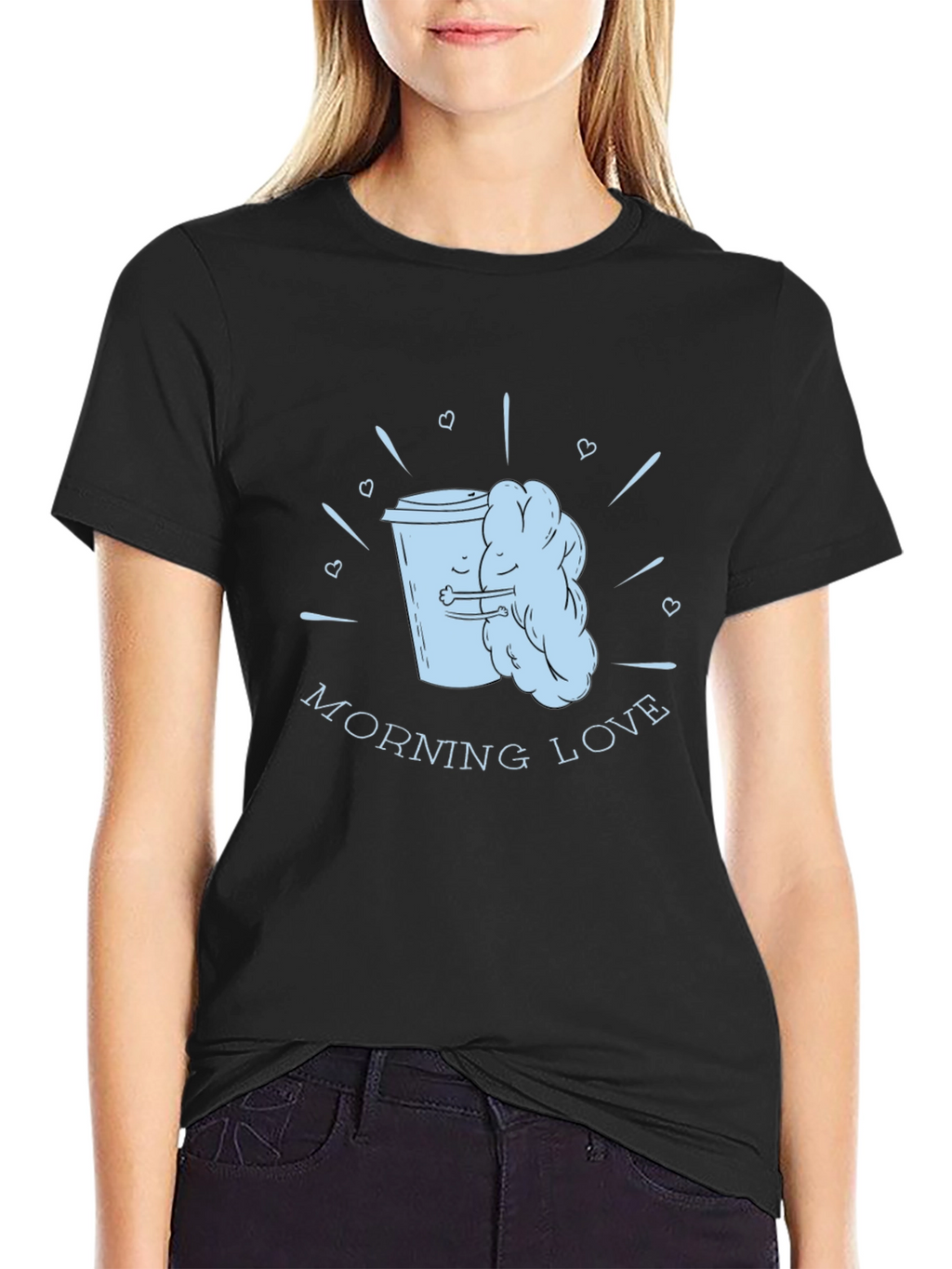 Morning Love Coffee T-Shirt - Black Graphic Tee