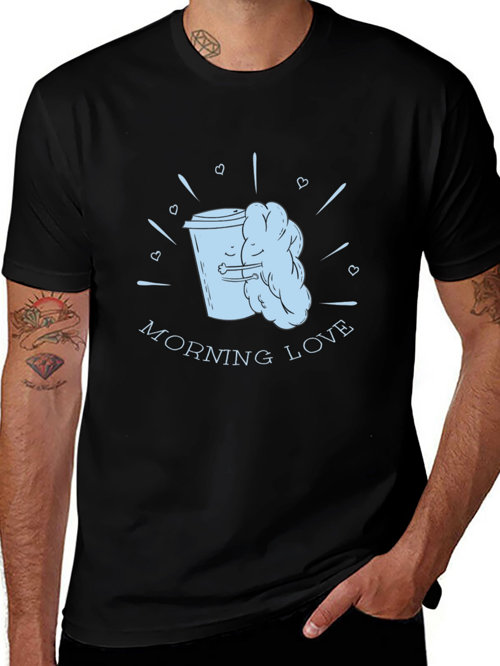 Morning Love Coffee T-Shirt - Black Graphic Tee