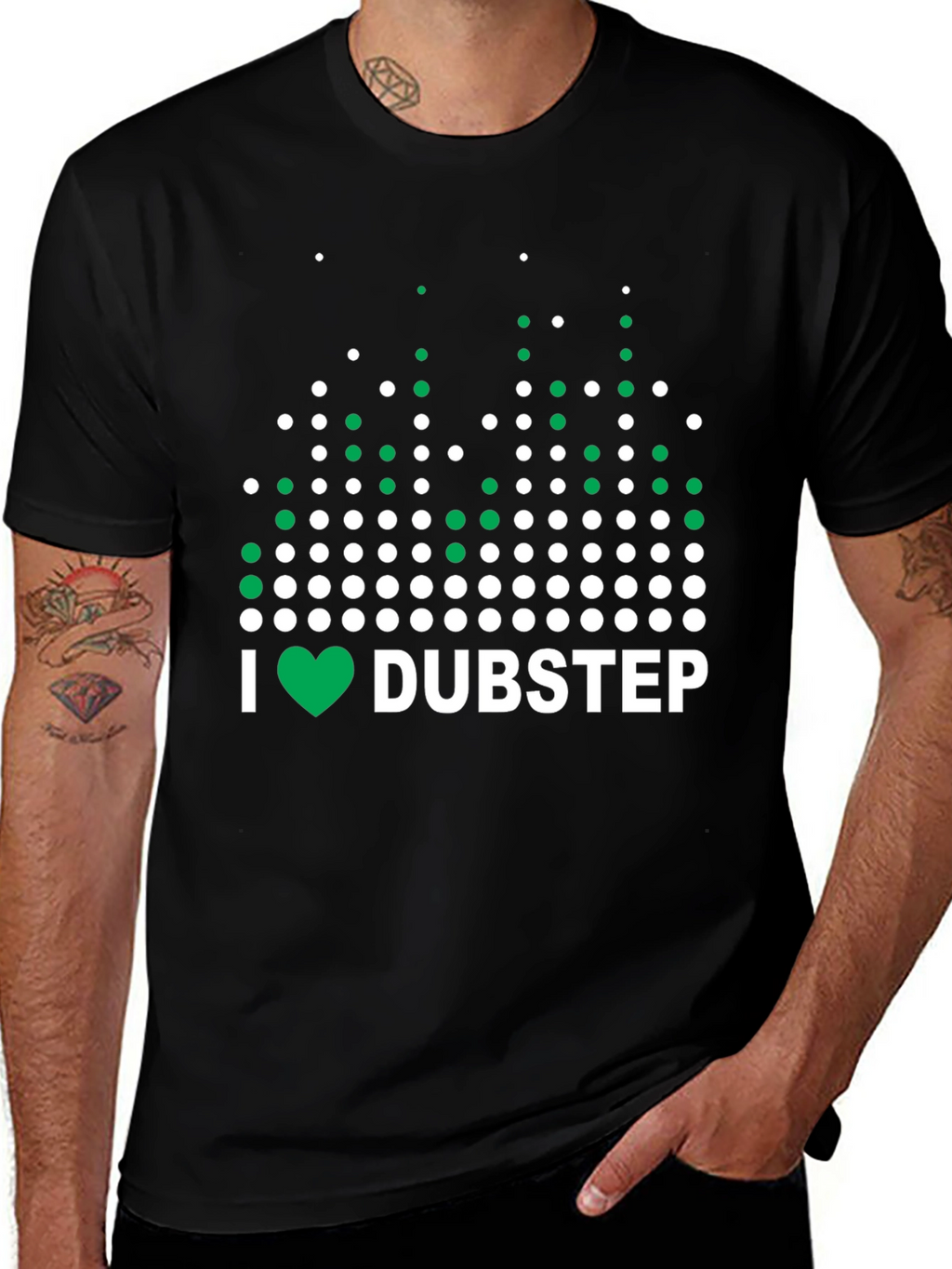 I Heart Dubstep Graphic Tee - Black Cotton T-Shirt