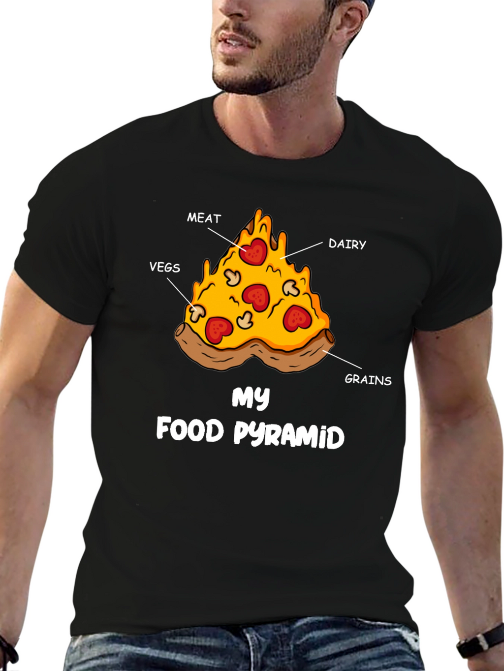Pizza Food Pyramid Graphic T-Shirt - Funny Foodie Tee