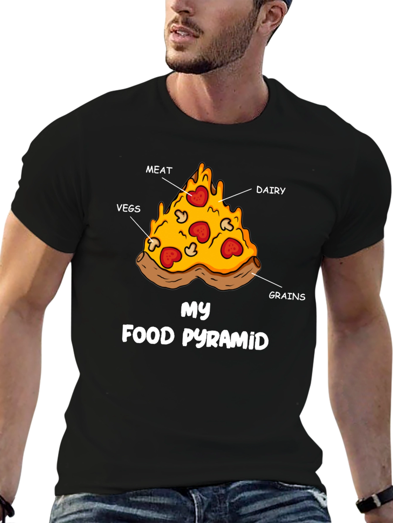 Pizza Food Pyramid Graphic T-Shirt - Funny Foodie Tee