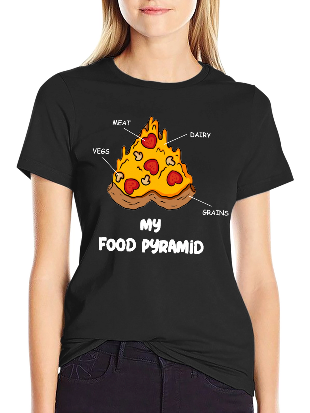 Pizza Food Pyramid Graphic T-Shirt - Funny Foodie Tee