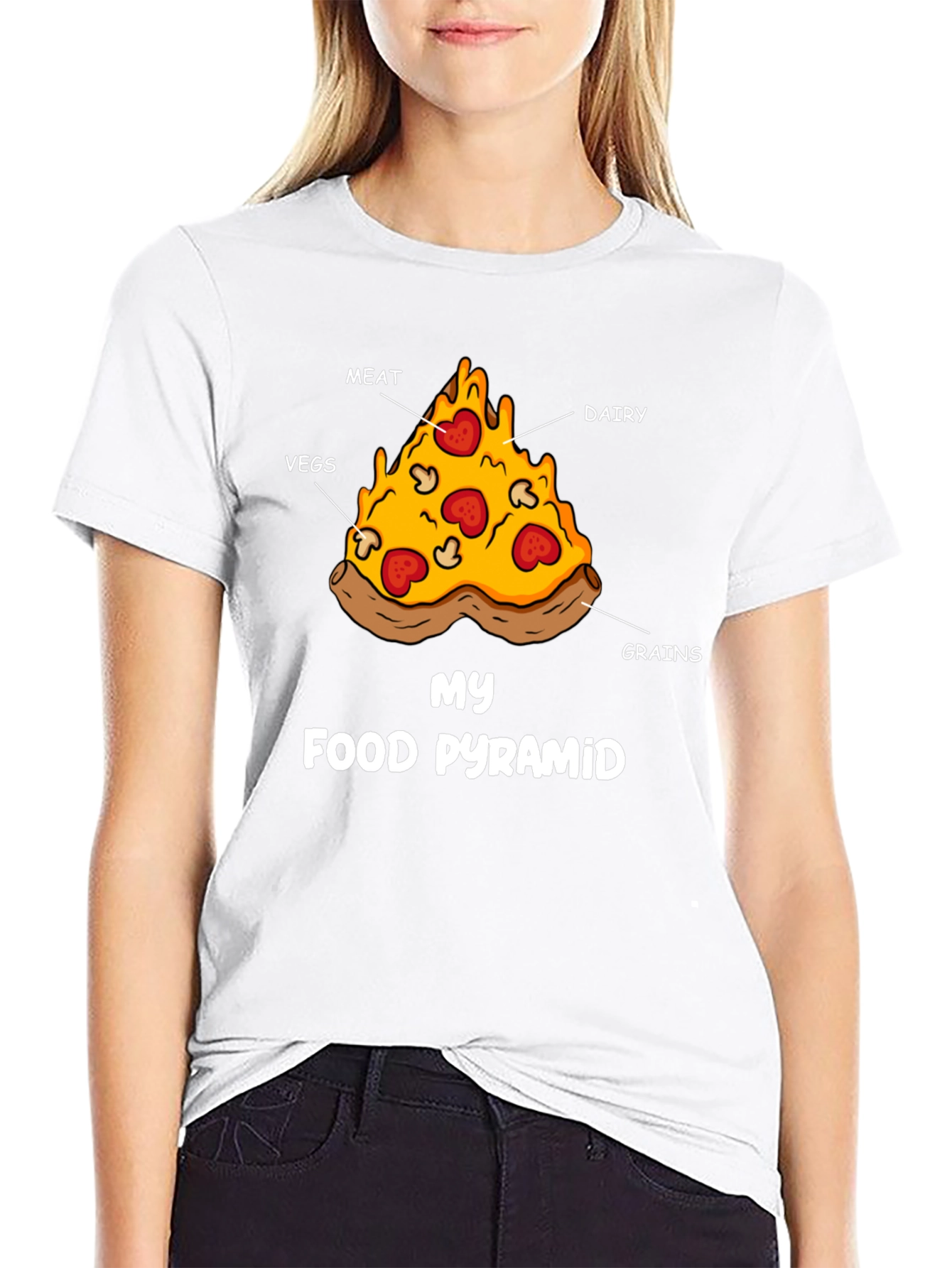 Pizza Food Pyramid Graphic T-Shirt - Funny Foodie Tee