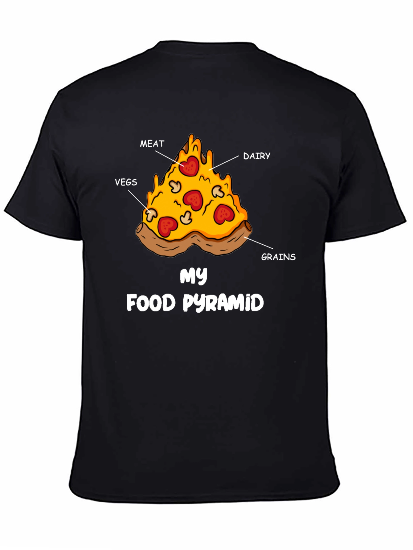 Pizza Food Pyramid Graphic T-Shirt - Funny Foodie Tee