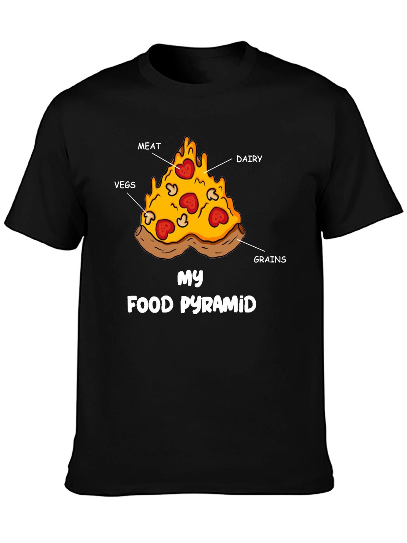 Pizza Food Pyramid Graphic T-Shirt - Funny Foodie Tee