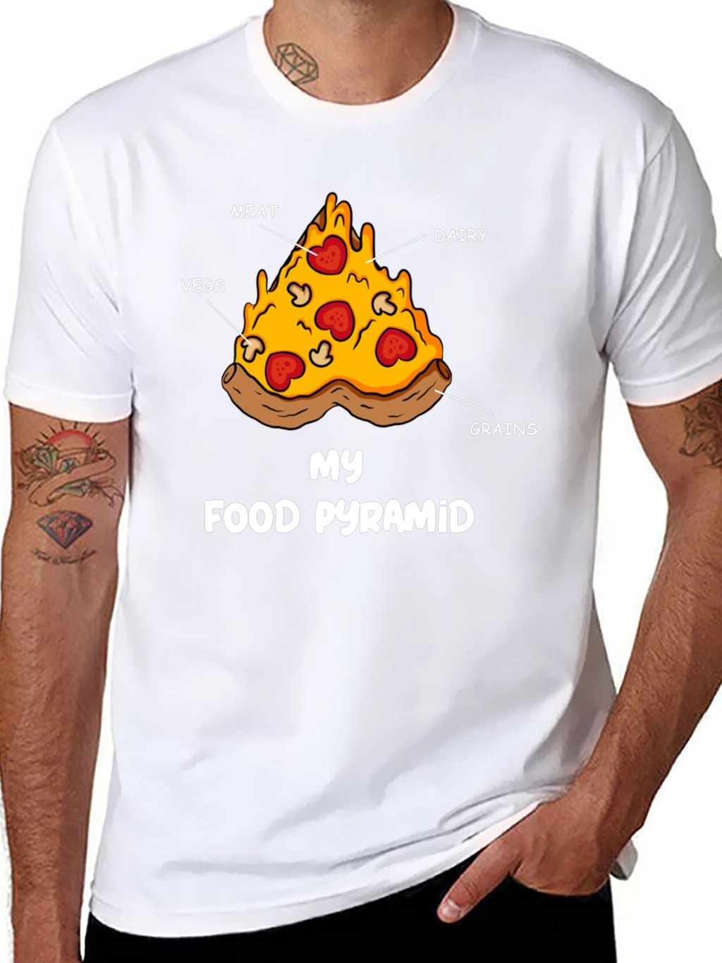 Pizza Food Pyramid Graphic T-Shirt - Funny Foodie Tee