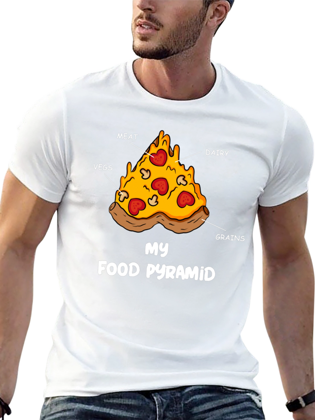 Pizza Food Pyramid Graphic T-Shirt - Funny Foodie Tee