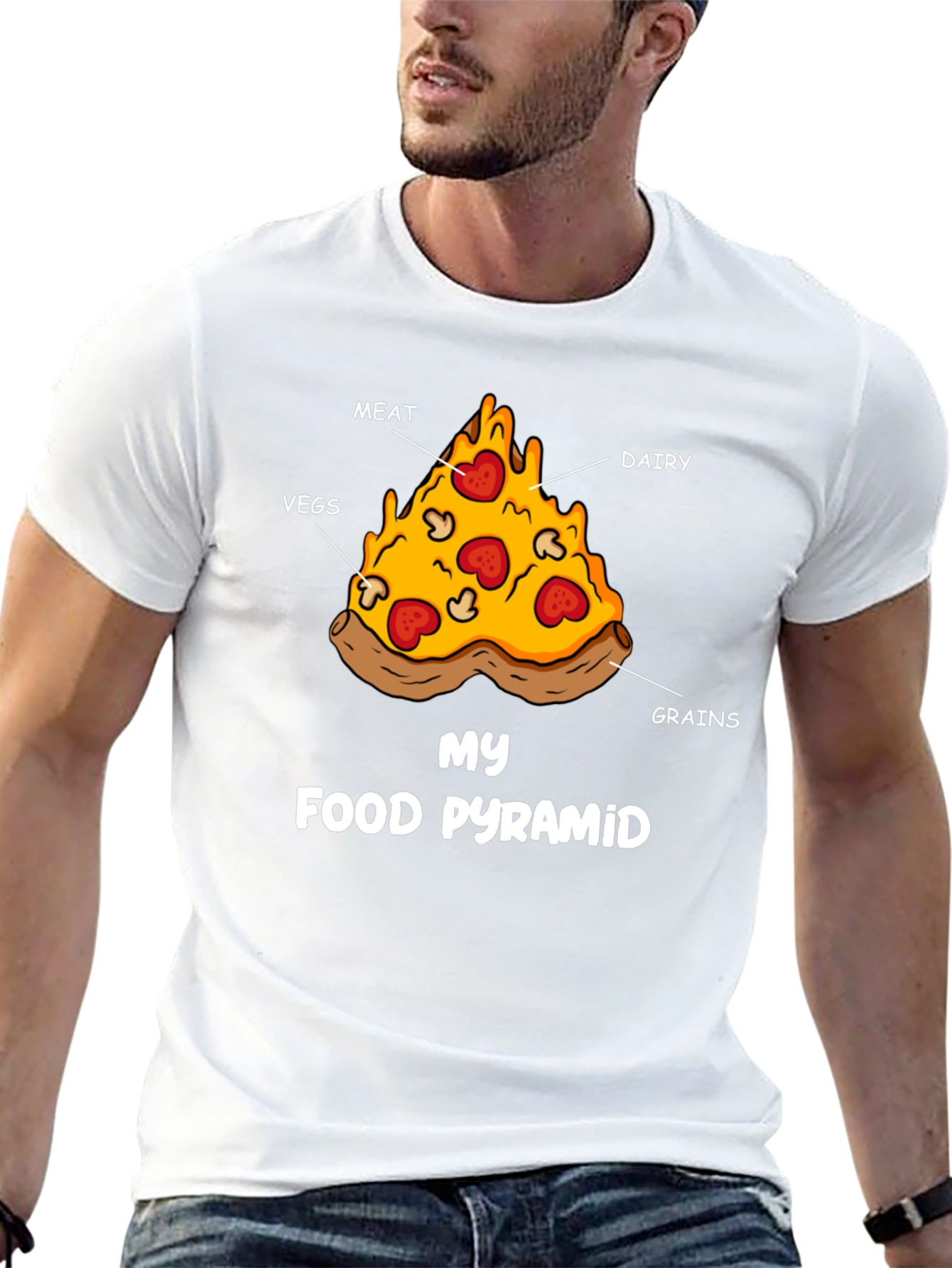 Pizza Food Pyramid Graphic T-Shirt - Funny Foodie Tee