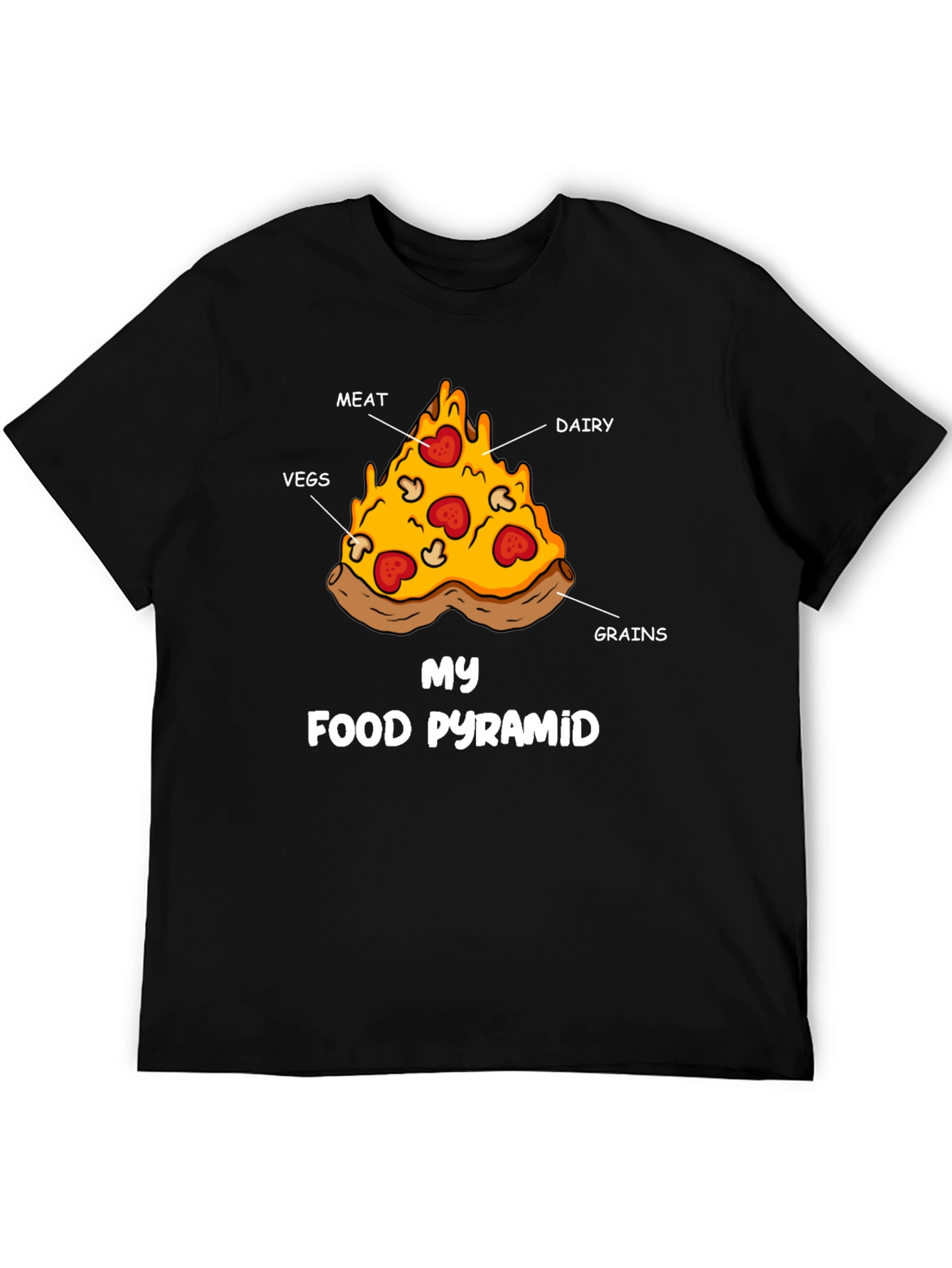 Pizza Food Pyramid Graphic T-Shirt - Funny Foodie Tee