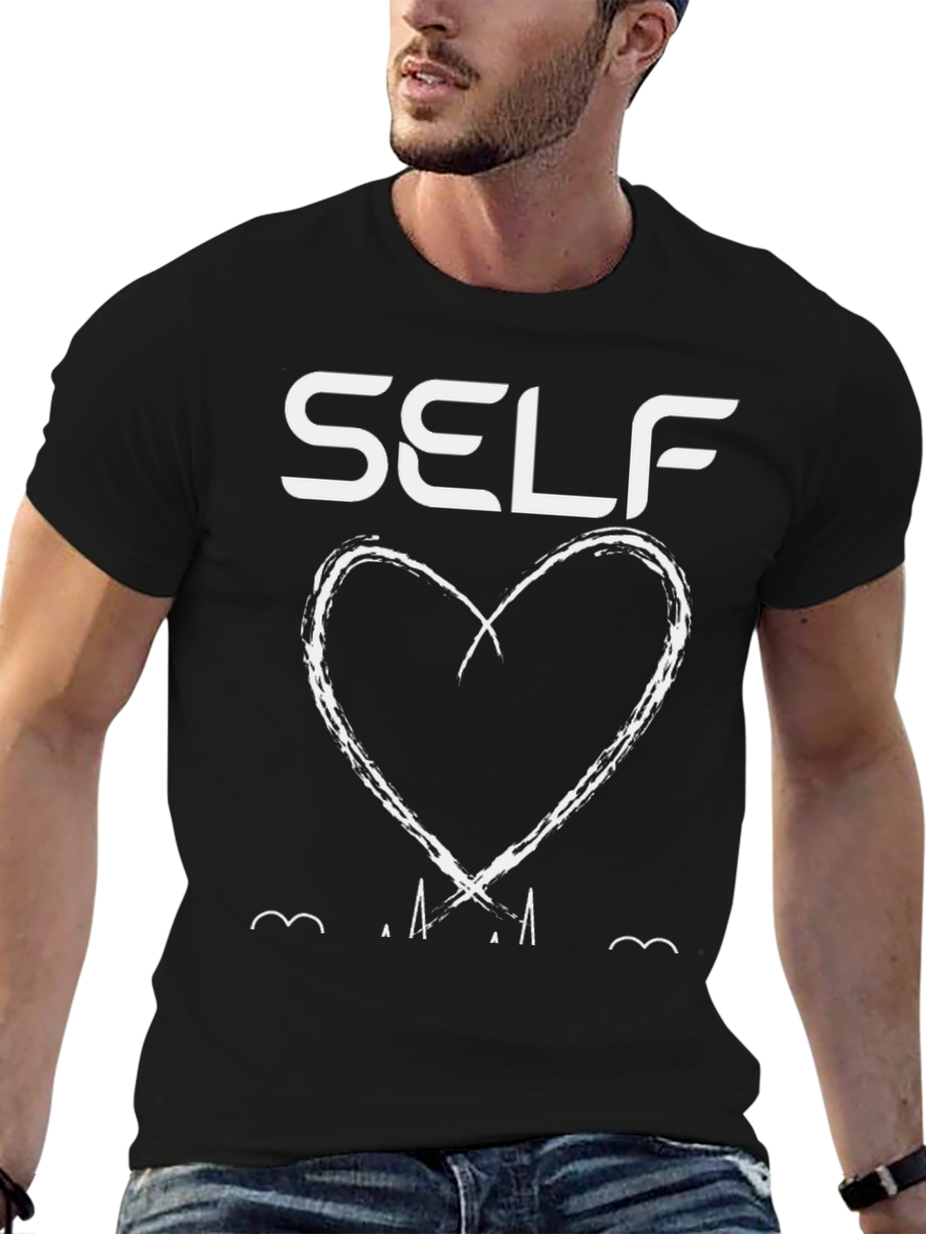 Self Love Heart Graphic Black T-Shirt