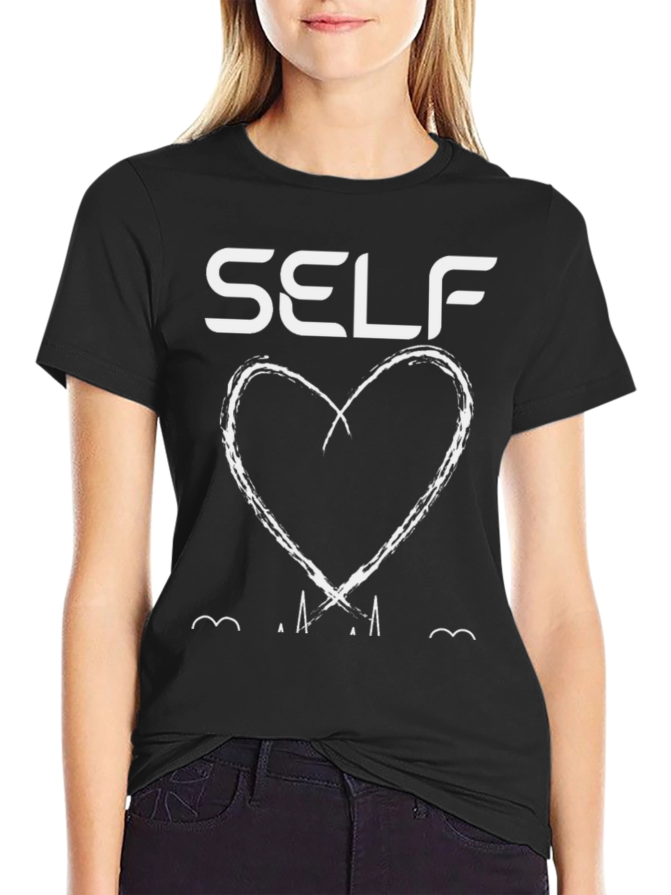 Self Love Heart Graphic Black T-Shirt