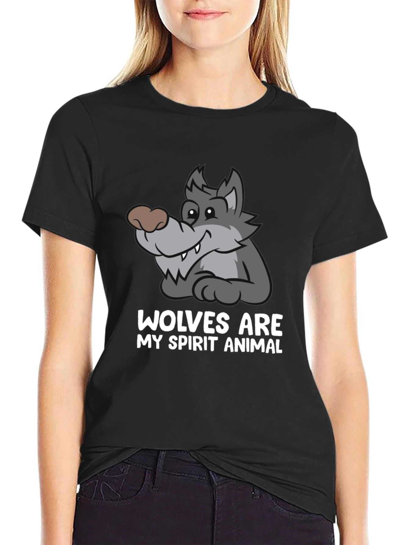 Wolves Are My Spirit Animal Black T-Shirt