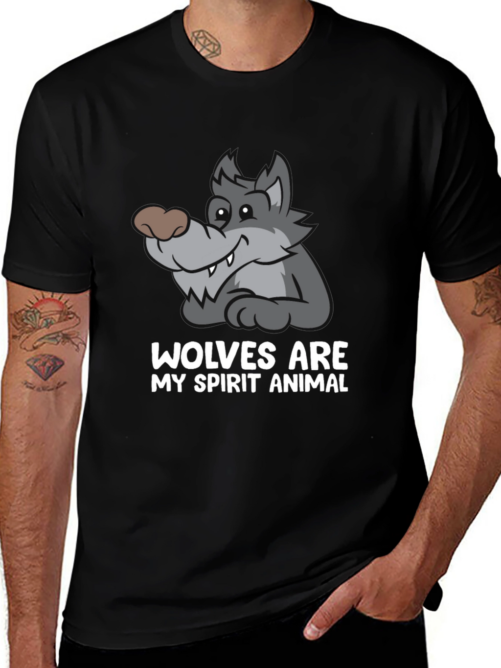 Wolves Are My Spirit Animal Black T-Shirt
