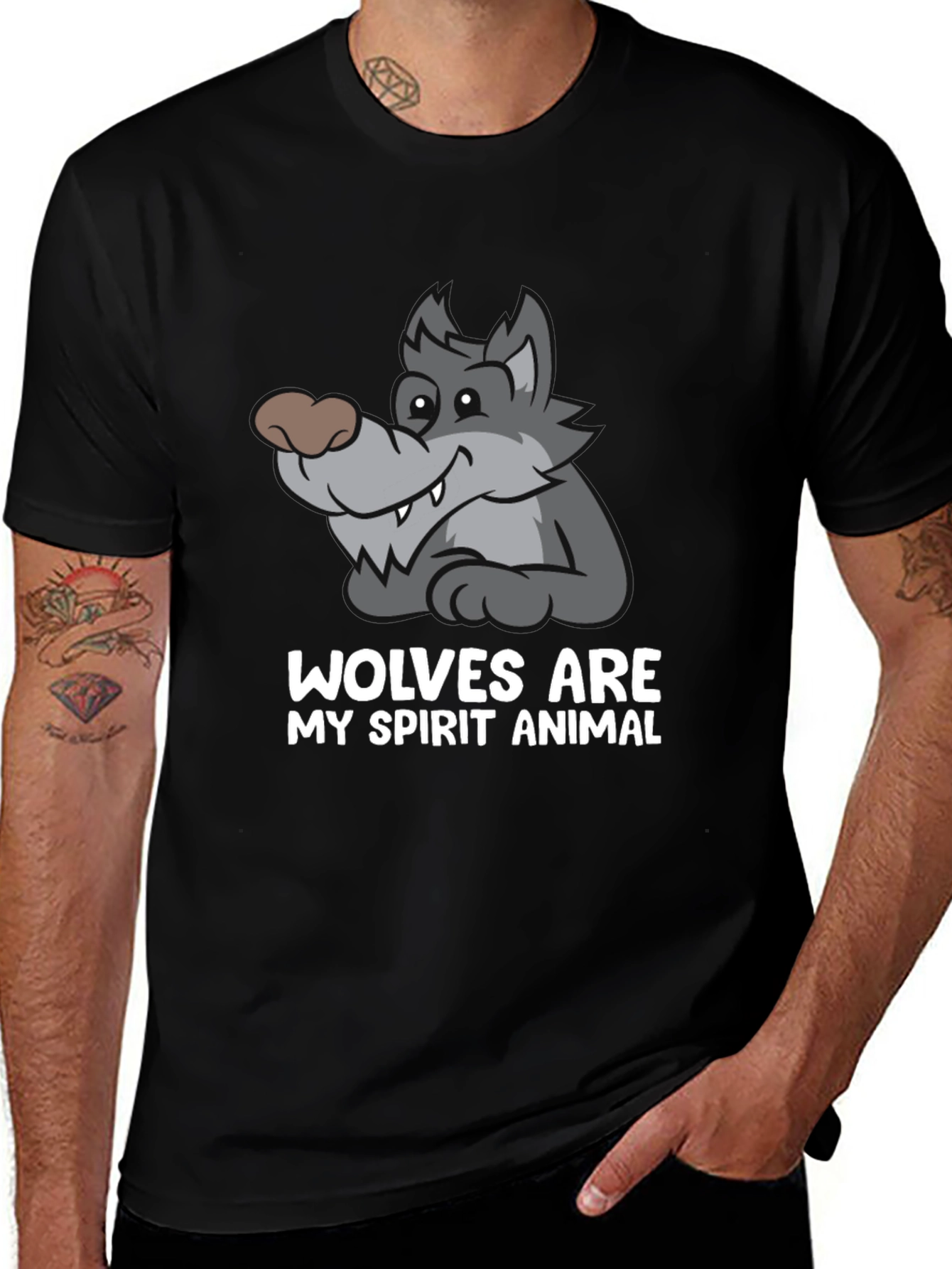 Wolves Are My Spirit Animal Black T-Shirt