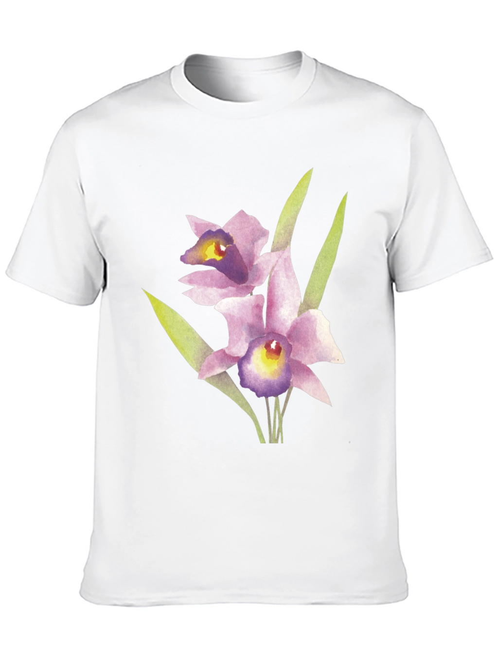Floral Orchid Graphic Print Black T-Shirt