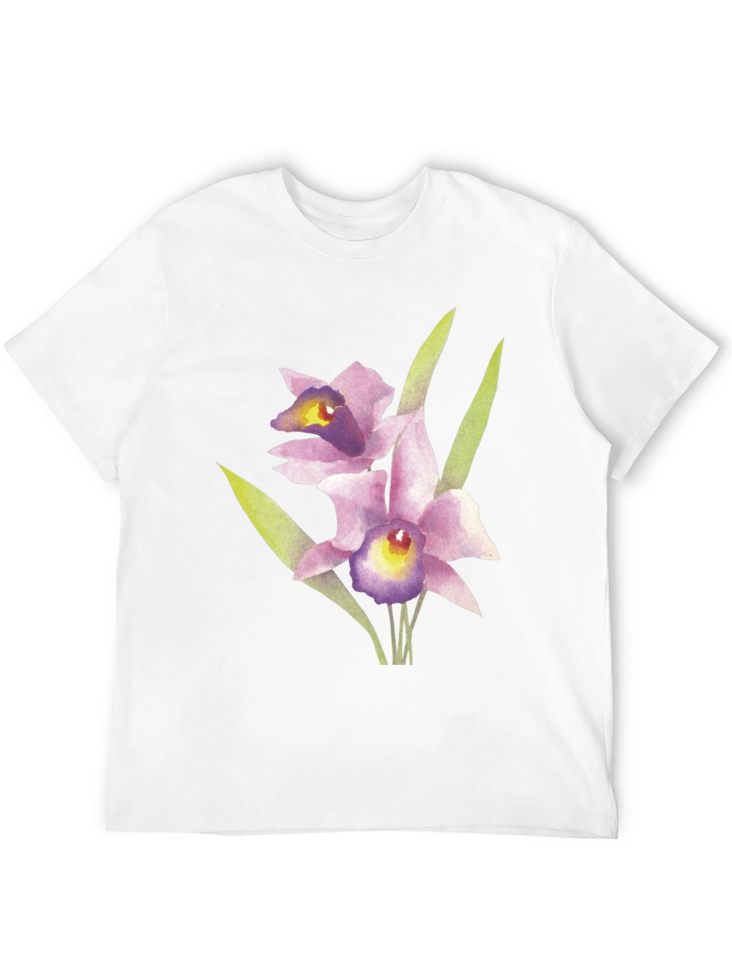 Floral Orchid Graphic Print Black T-Shirt