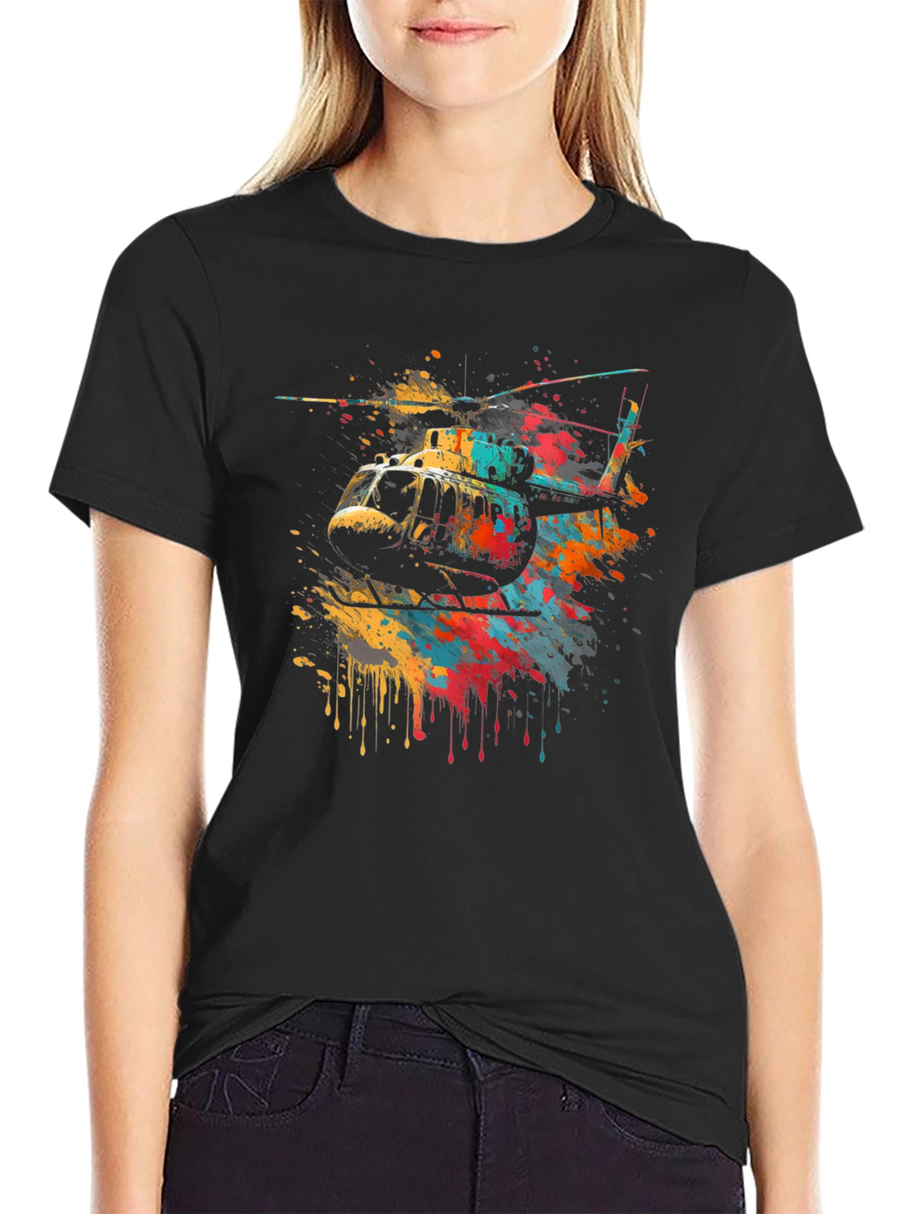 Helicopter Splash Art Graphic T-Shirt