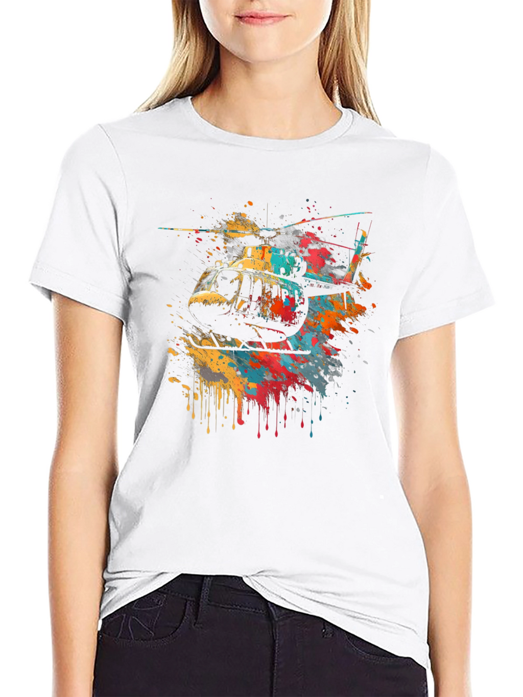 Helicopter Splash Art Graphic T-Shirt