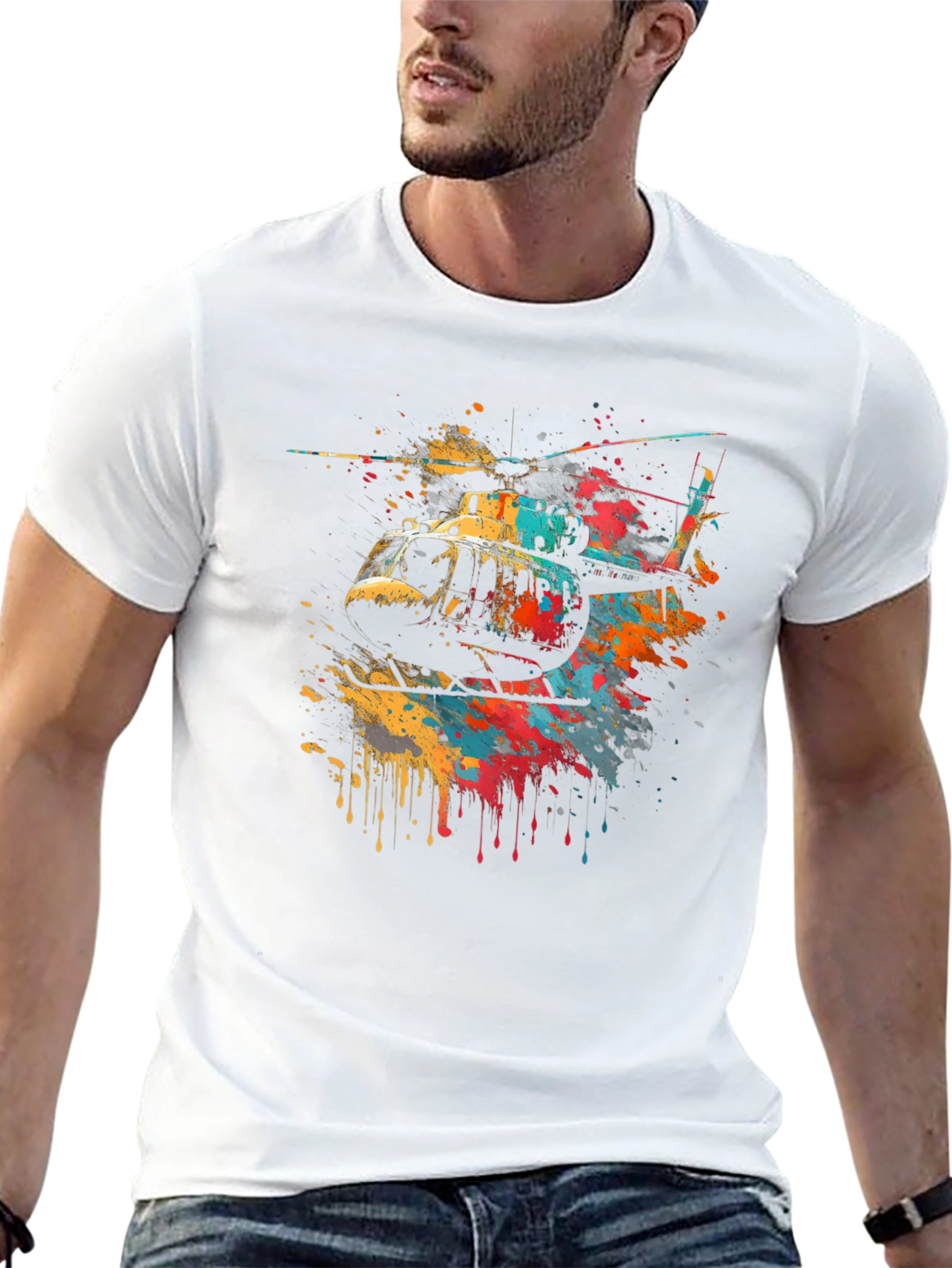 Helicopter Splash Art Graphic T-Shirt