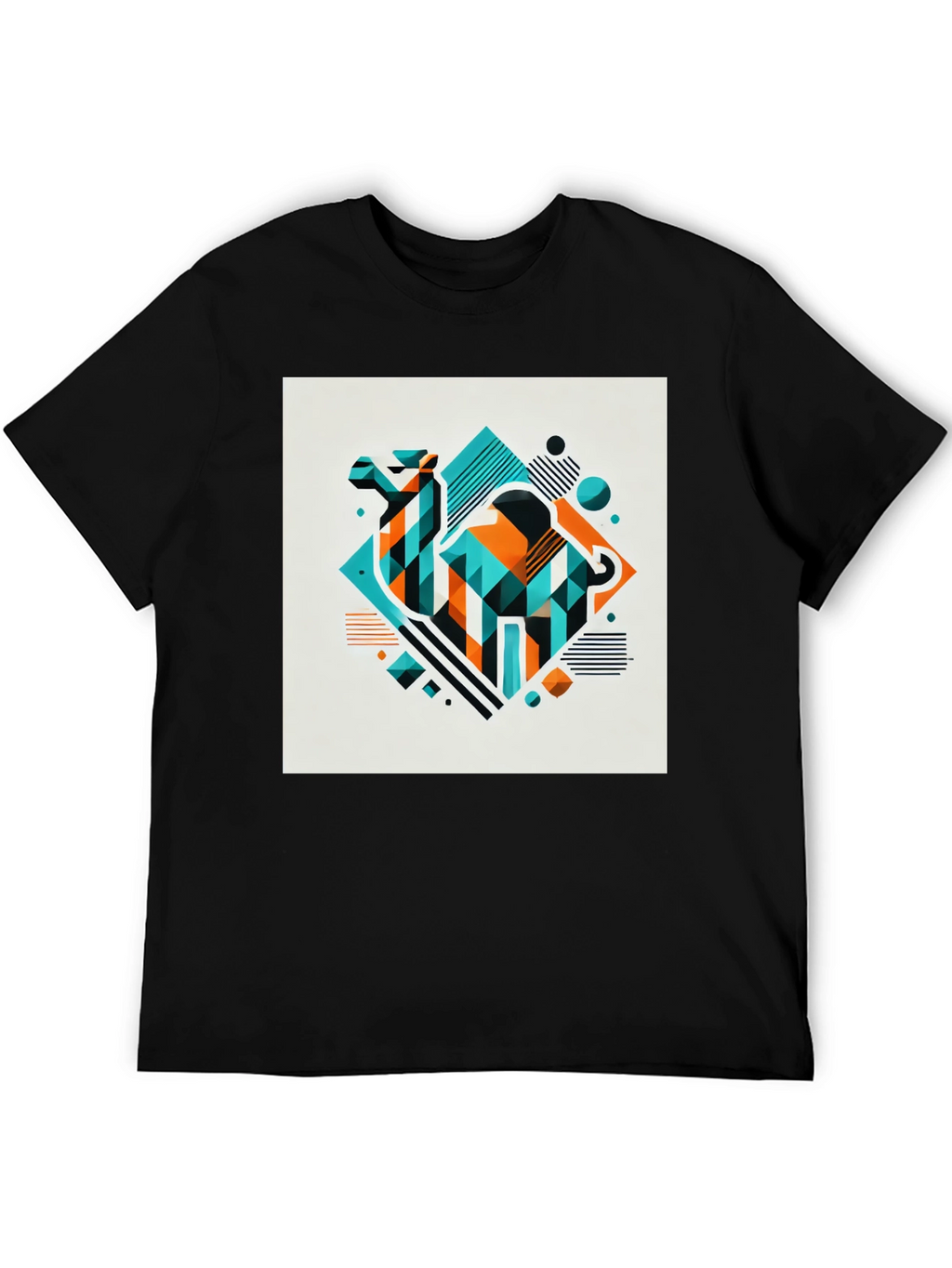Geometric Camel Graphic Tee - Modern Design