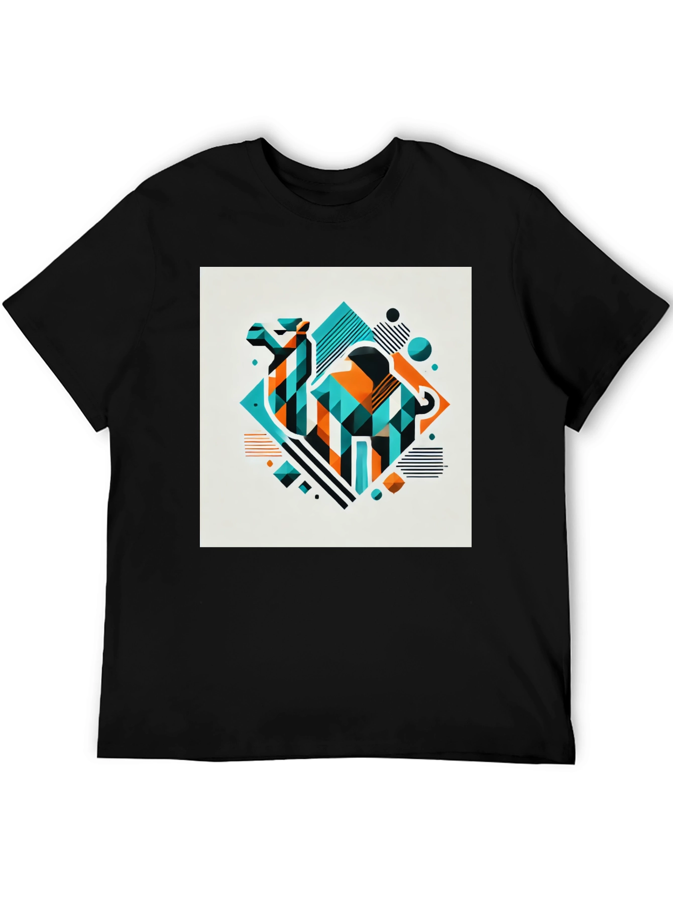 Geometric Camel Graphic Tee - Modern Design