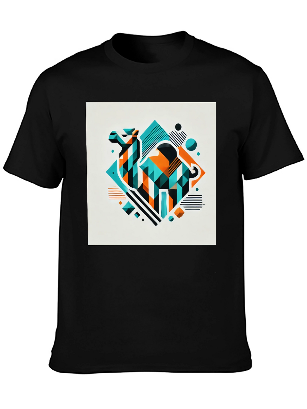 Geometric Camel Graphic Tee - Modern Design