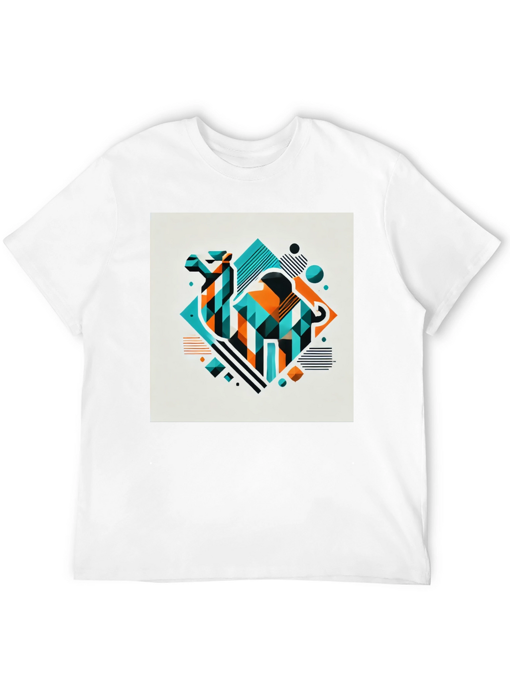 Geometric Camel Graphic Tee - Modern Design