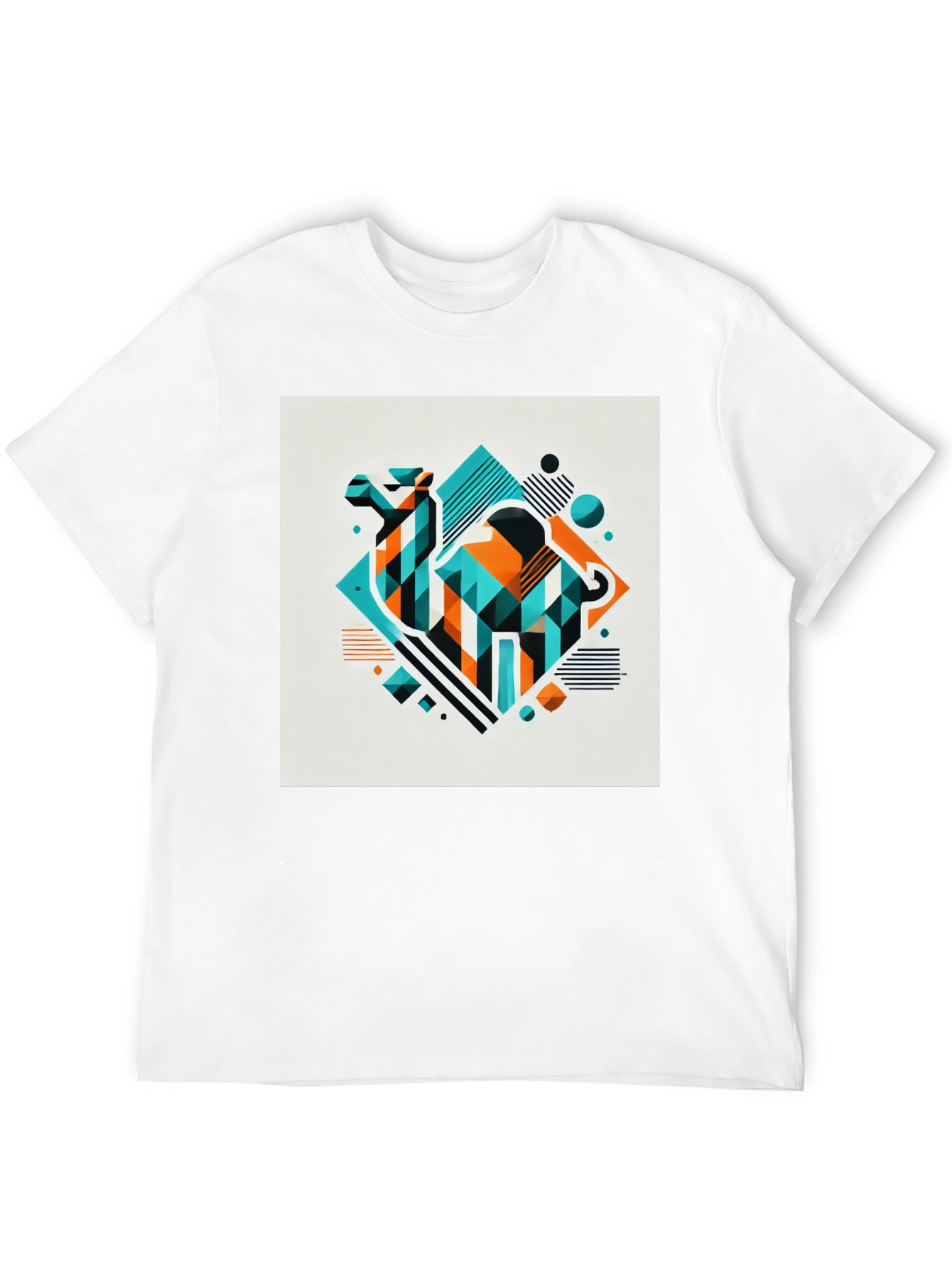 Geometric Camel Graphic Tee - Modern Design