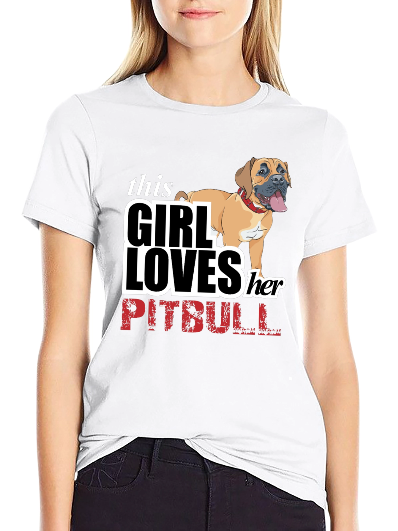 Girl Loves Her Pitbull T-Shirt - Black