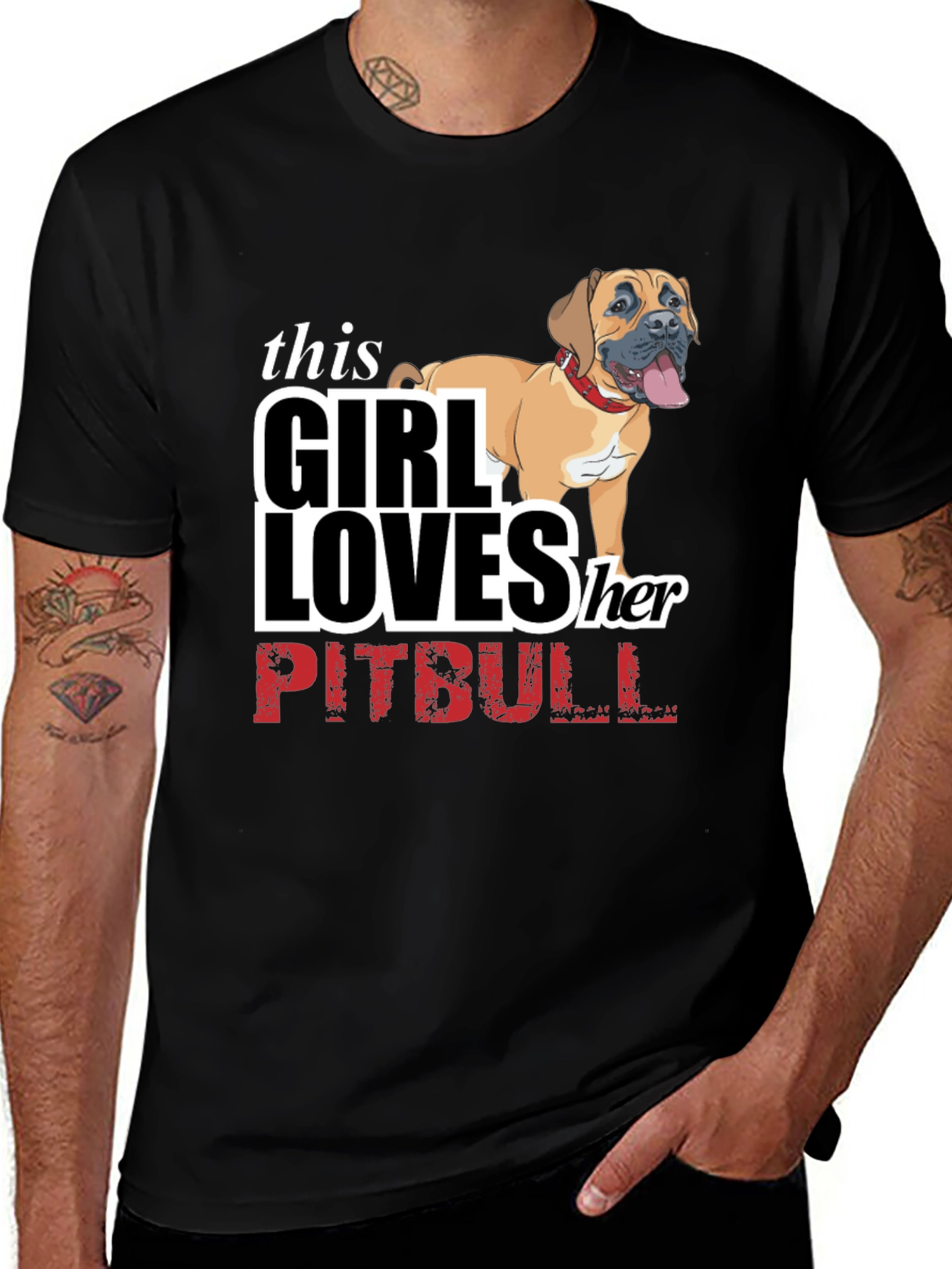 Girl Loves Her Pitbull T-Shirt - Black