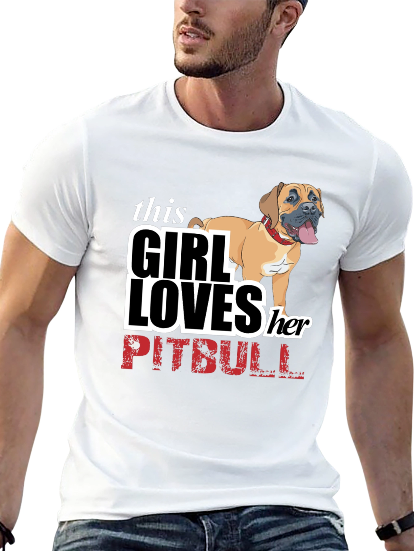 Girl Loves Her Pitbull T-Shirt - Black