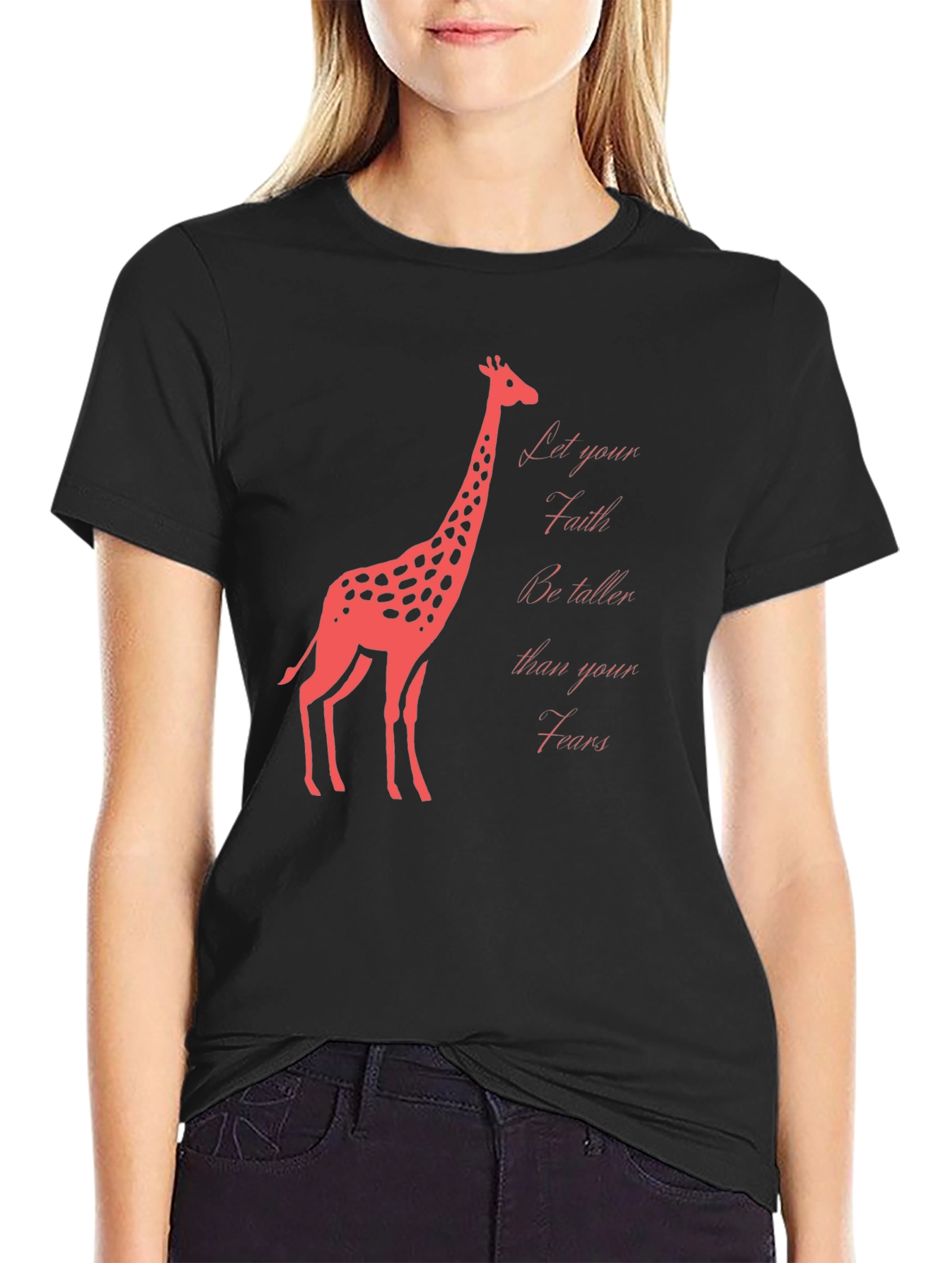 Faith Over Fears Giraffe Graphic T-Shirt